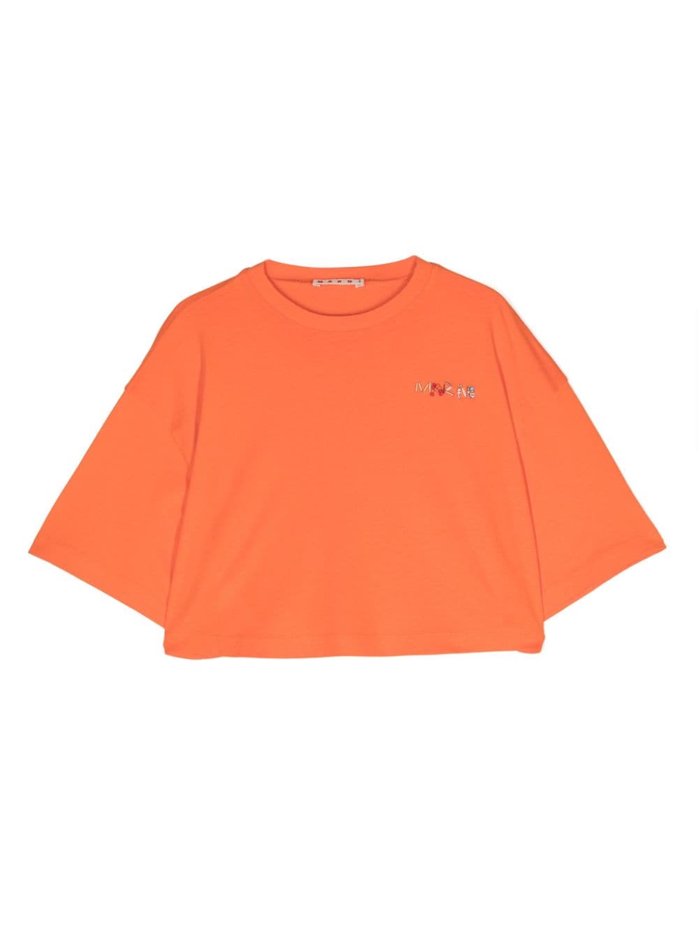 Marni Kids T-Shirt mit perlenverziertem Logo - Orange von Marni Kids