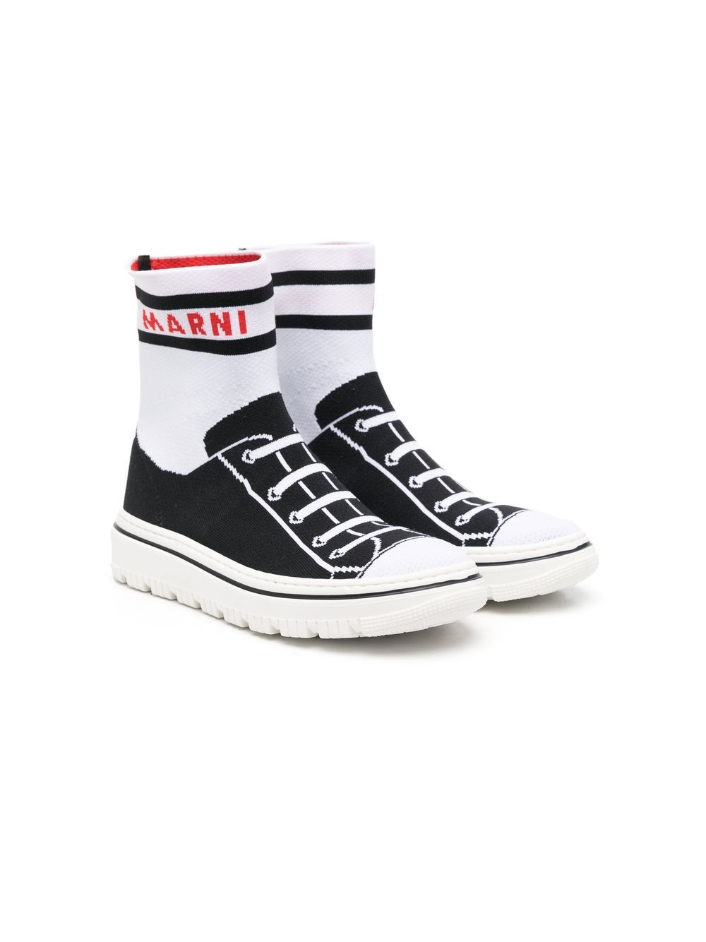 Marni Kids TEEN High-Top-Sneakers in Strickoptik - Schwarz von Marni Kids