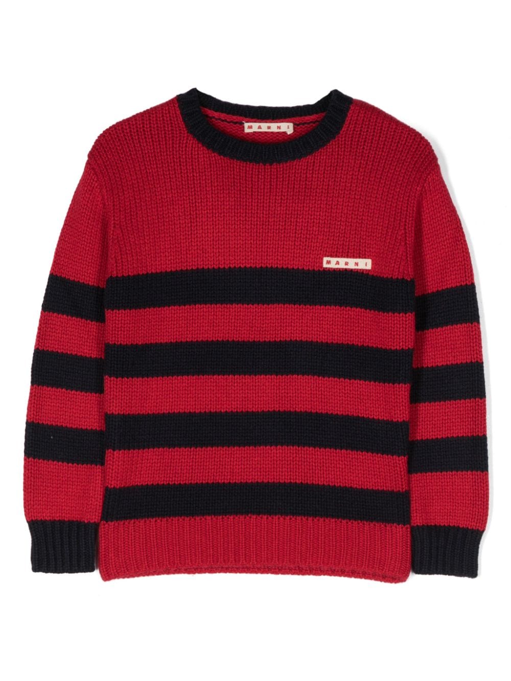 Marni Kids Gestreifter Pullover mit Logo-Patch - Rot von Marni Kids