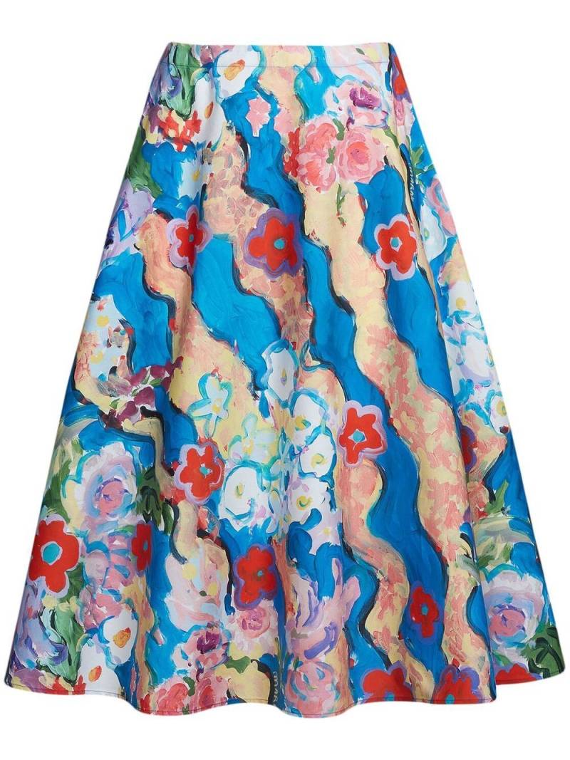 Marni A-Linien-Rock mit Blumen-Print - Blau von Marni