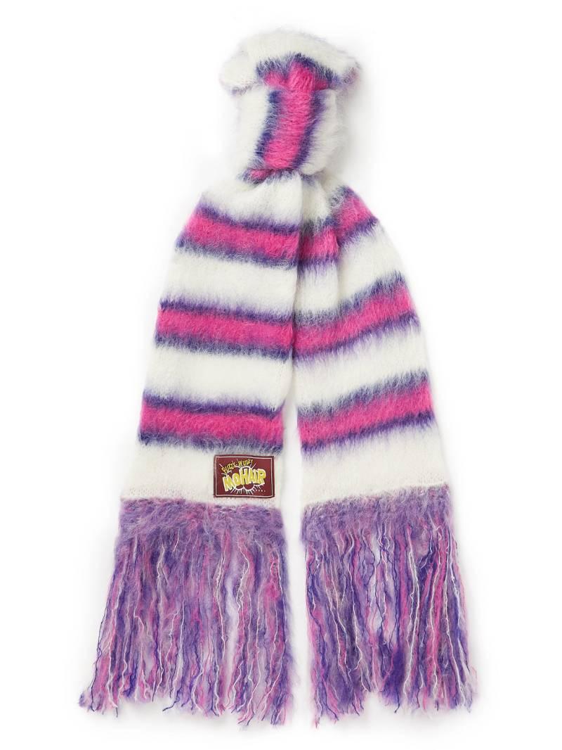 Marni - Fringed Striped Mohair-Blend Scarf - Men - White von Marni