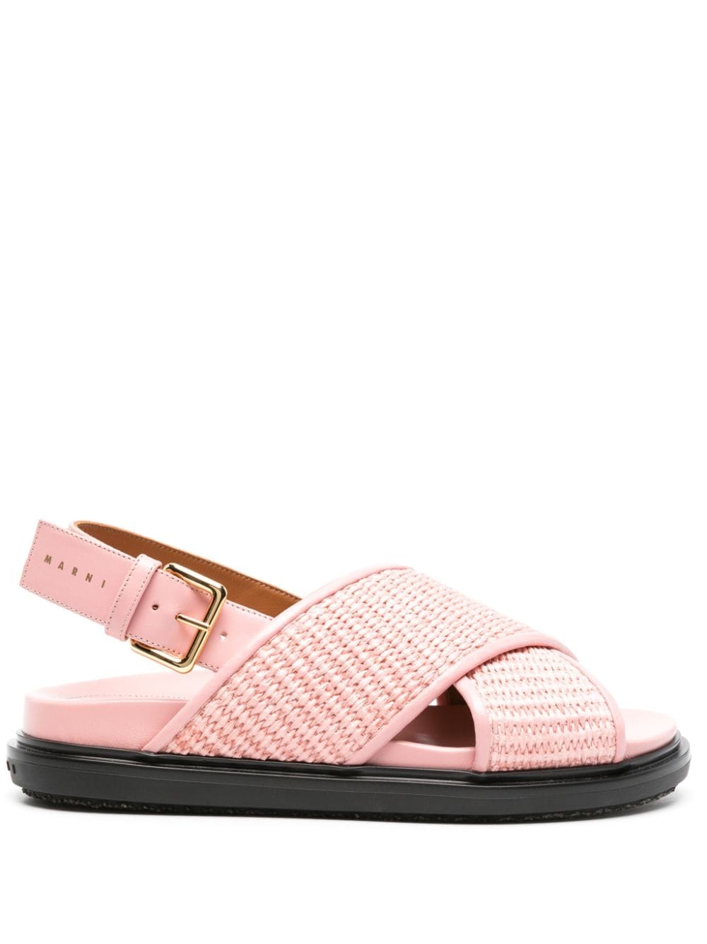 Marni Fussbet Bastsandalen mit Lederbesatz - Rosa von Marni