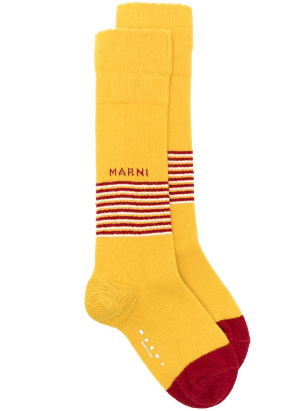 Marni Gestreifte Socken mit Logo-Jacquard - Gelb von Marni