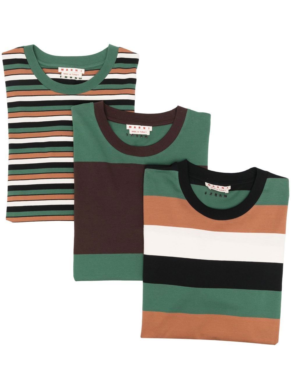 Marni Gestreiftes T-Shirt - Grün von Marni