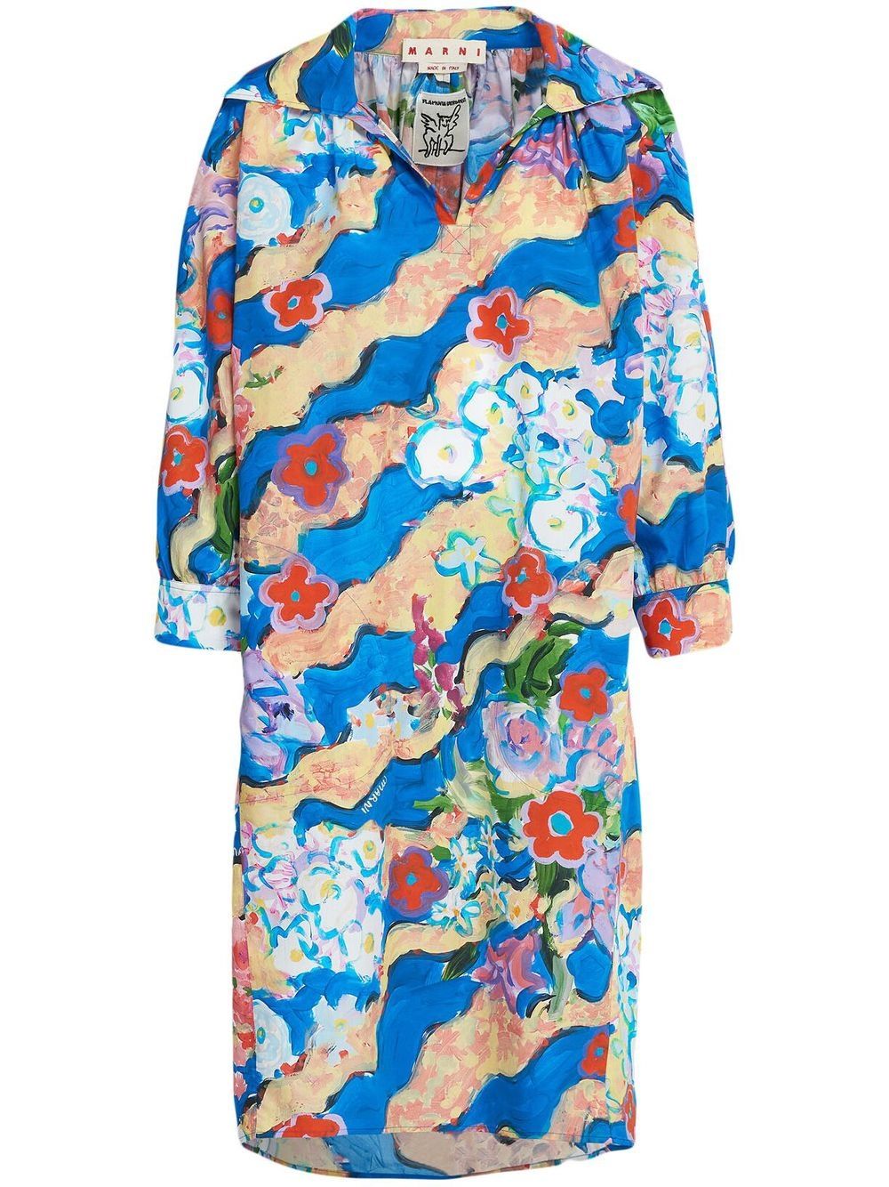 Marni Hemdkleid mit grafischem Print - Blau von Marni