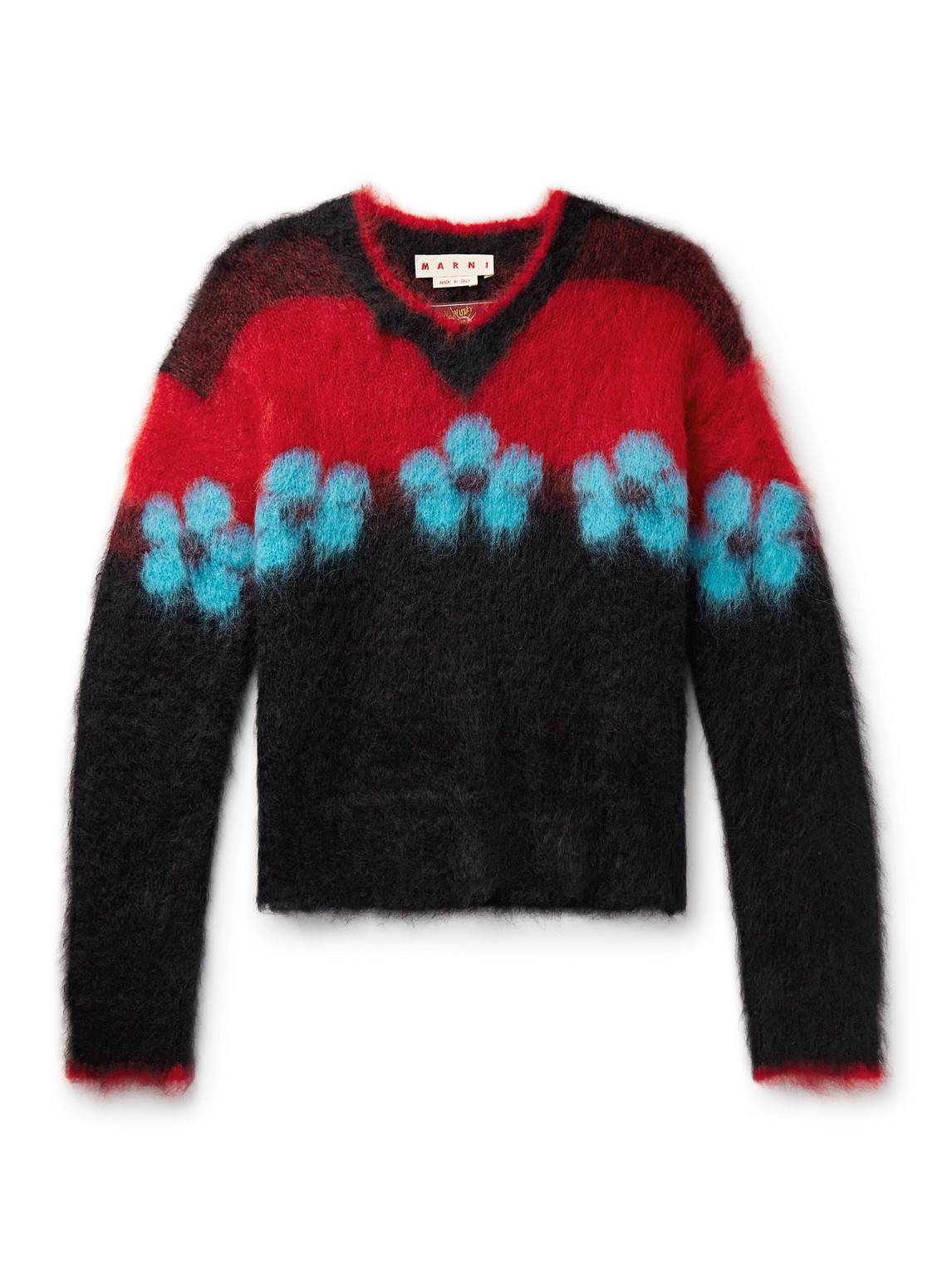 Marni - Intarsia Brushed Mohair-Blend Sweater - Men - Black - IT 52 von Marni