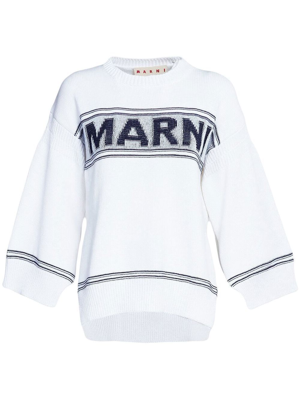 Marni Intarsien-Pullover mit Logo - Weiß von Marni