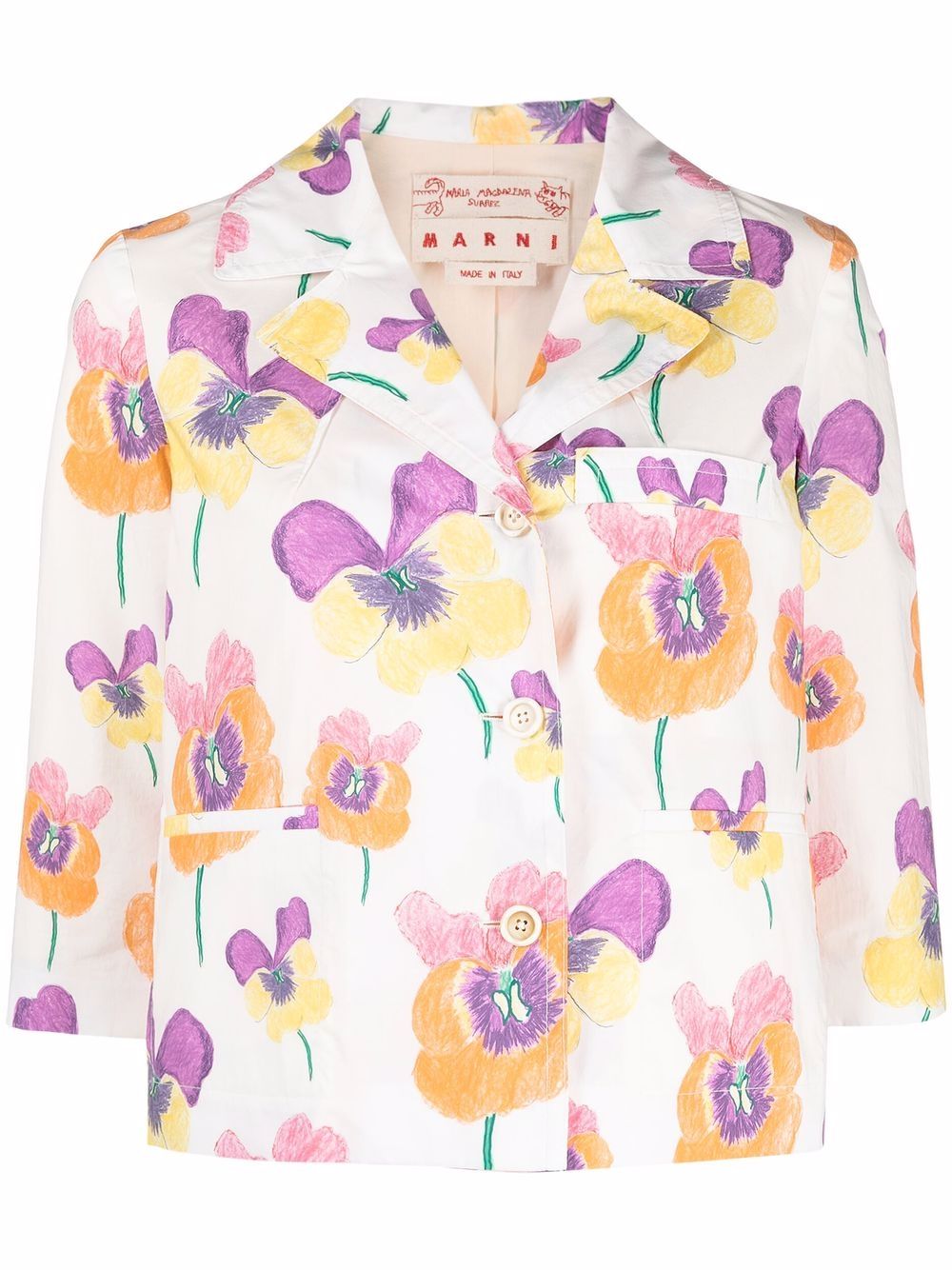 Marni Jacke mit Blumen-Print - Weiß von Marni