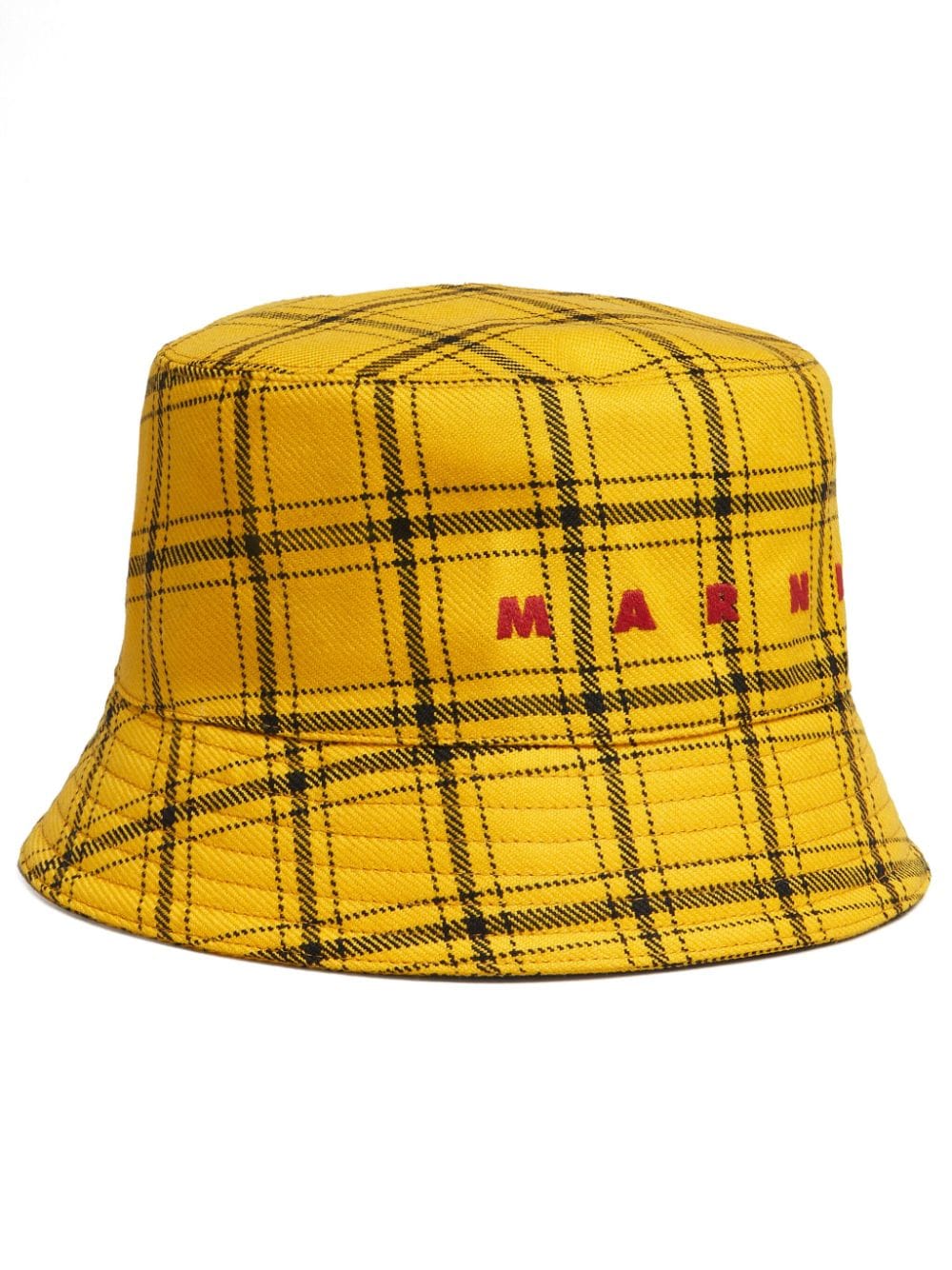 Marni Karierter Fischerhut mit Logo-Stickerei - Gelb von Marni