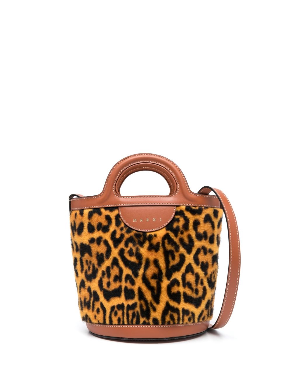 Marni Mini Tropicalia Beuteltasche mit Leoparden-Print - Braun von Marni