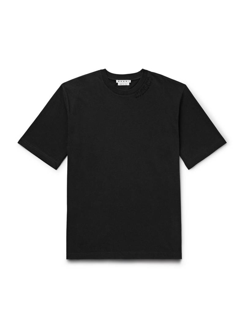 Marni - Logo-Appliquéd Cotton-Jersey T-Shirt - Men - Black - IT 56 von Marni