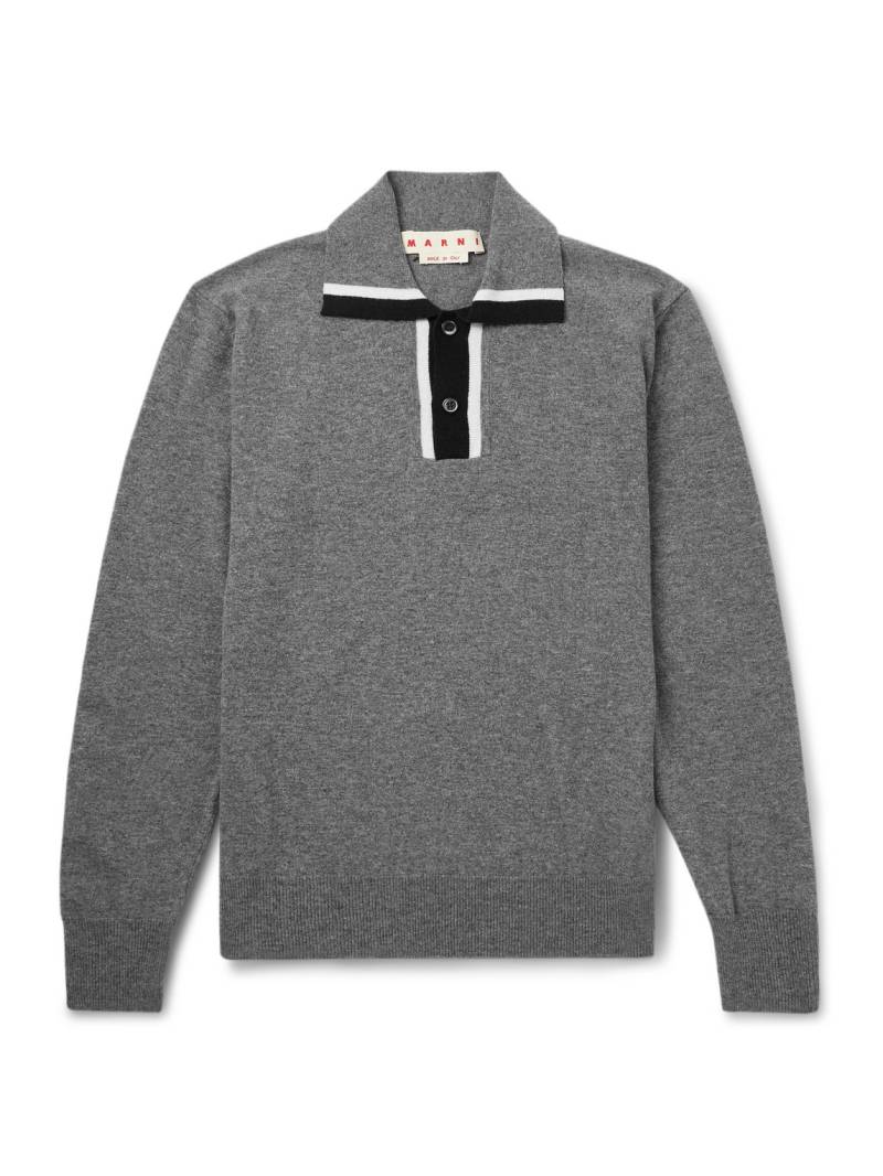 Marni - Logo-Embroidered Virgin Wool Polo Shirt - Men - Gray - IT 52 von Marni