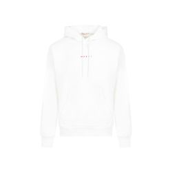 Marni Naturweißer Baumwoll-kapuzenpullover Mit Roter Signatur von Marni