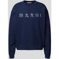 Marni Oversized Sweatshirt von Label-Print in Marine, Größe 46 von Marni
