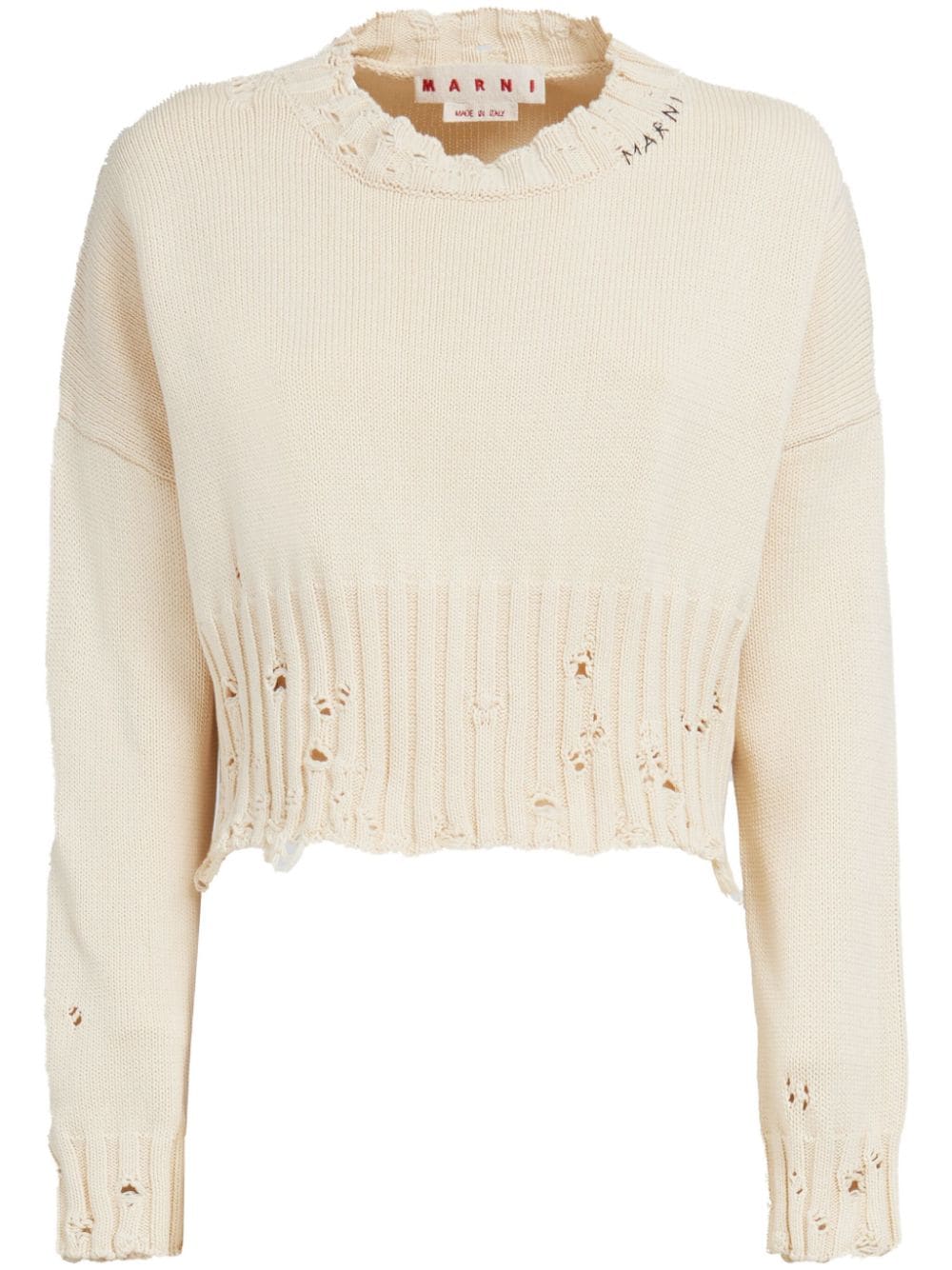 Marni Cropped-Pullover in Distressed-Optik - Nude von Marni