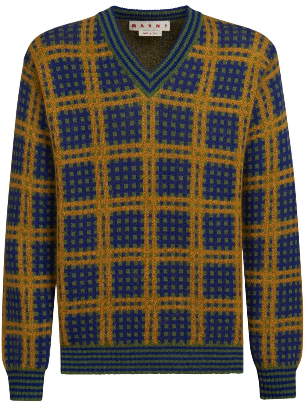 Marni Karierter Pullover mit V-Ausschnitt - Blau von Marni