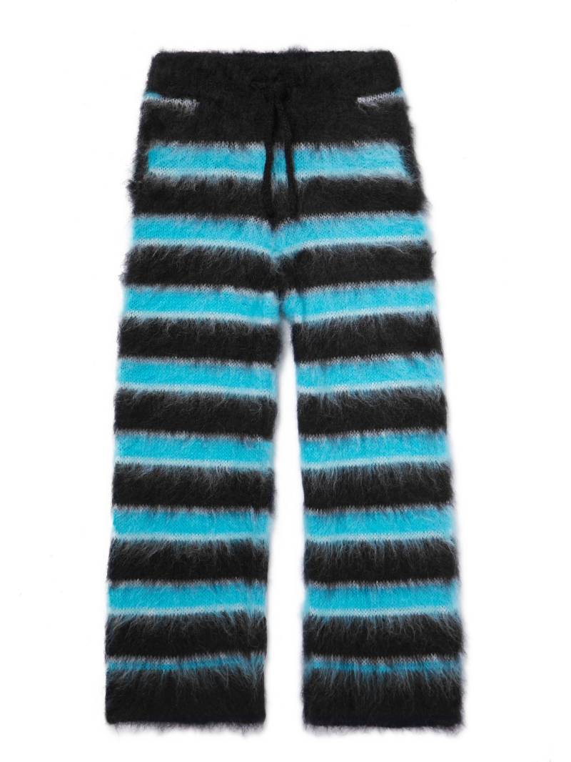 Marni - Straight-Leg Striped Mohair-Blend Drawstring Trousers - Men - Black - IT 48 von Marni