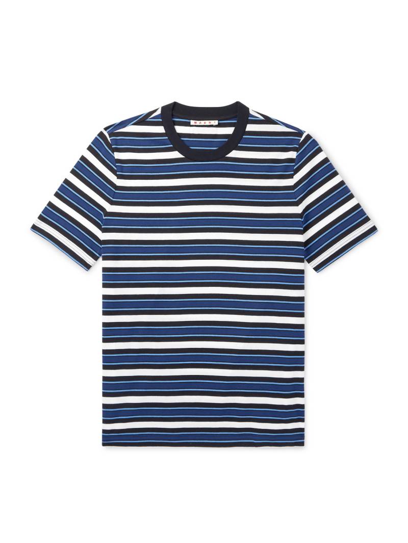 Marni - Striped Cotton-Jersey T-Shirt - Men - Blue - IT 54 von Marni