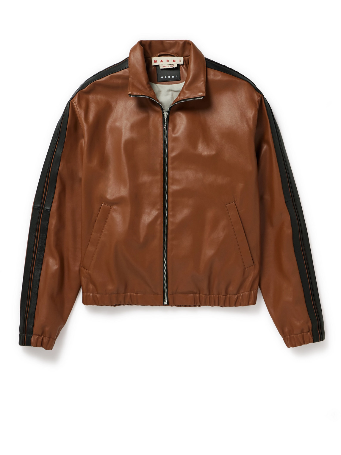 Marni - Striped Nappa Leather Track Jacket - Men - Brown - IT 50 von Marni