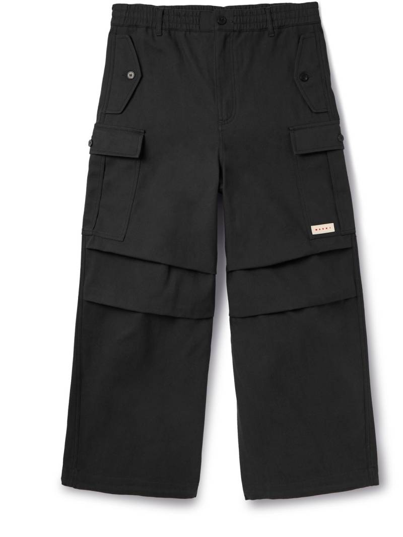 Marni - Wide-Leg Cotton-Blend Gabardine Cargo Trousers - Men - Black - IT 48 von Marni