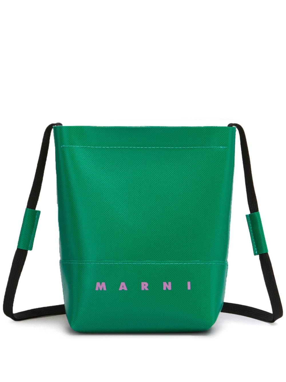 Marni Zweifarbige Schultertasche mit Logo-Print - Grün von Marni