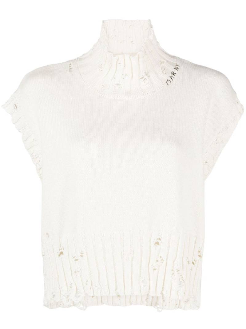 Marni Cropped-Pullover im Distressed-Look - Weiß von Marni