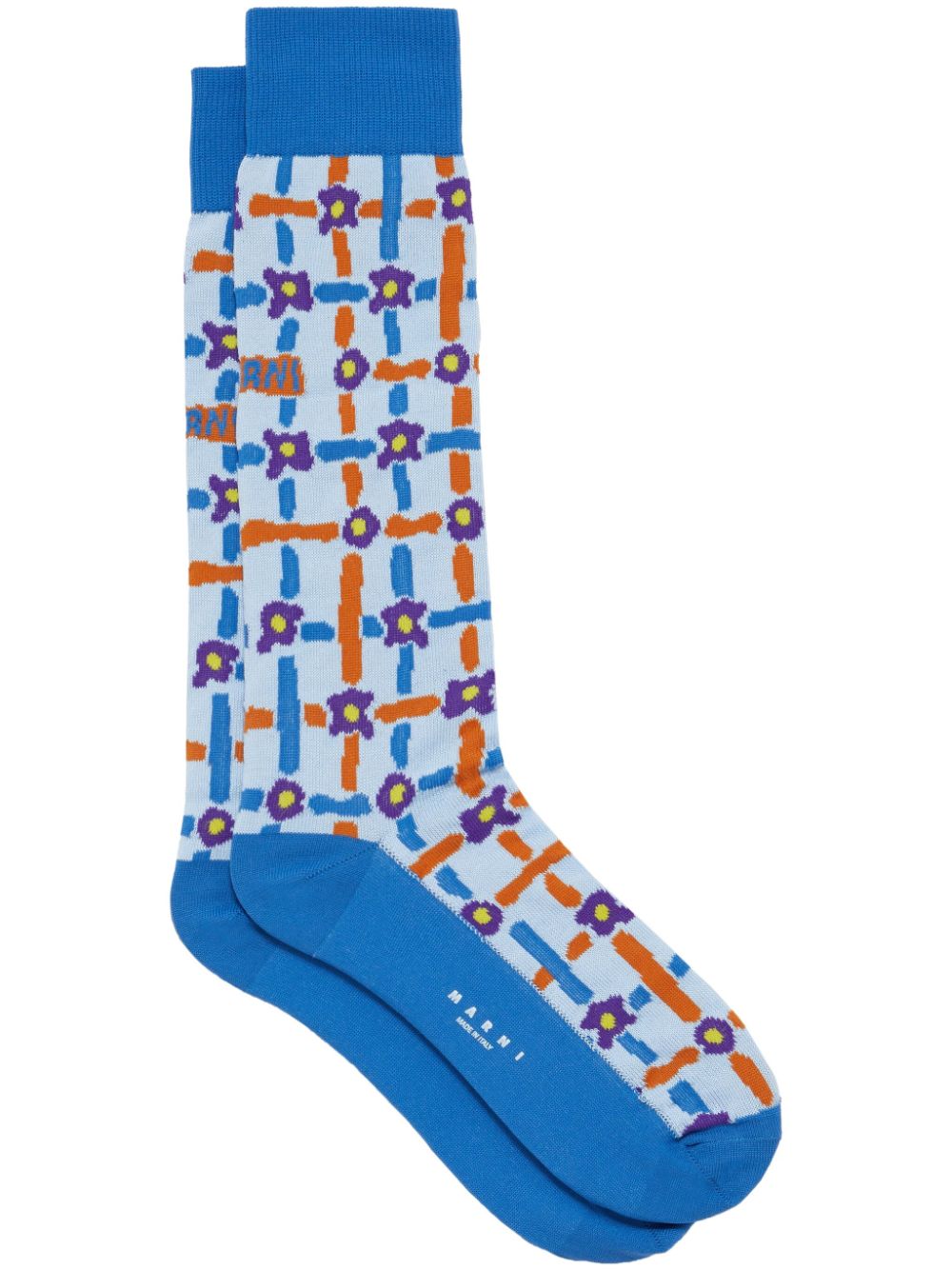 Marni Blumige Intarsien-Socken - Blau von Marni