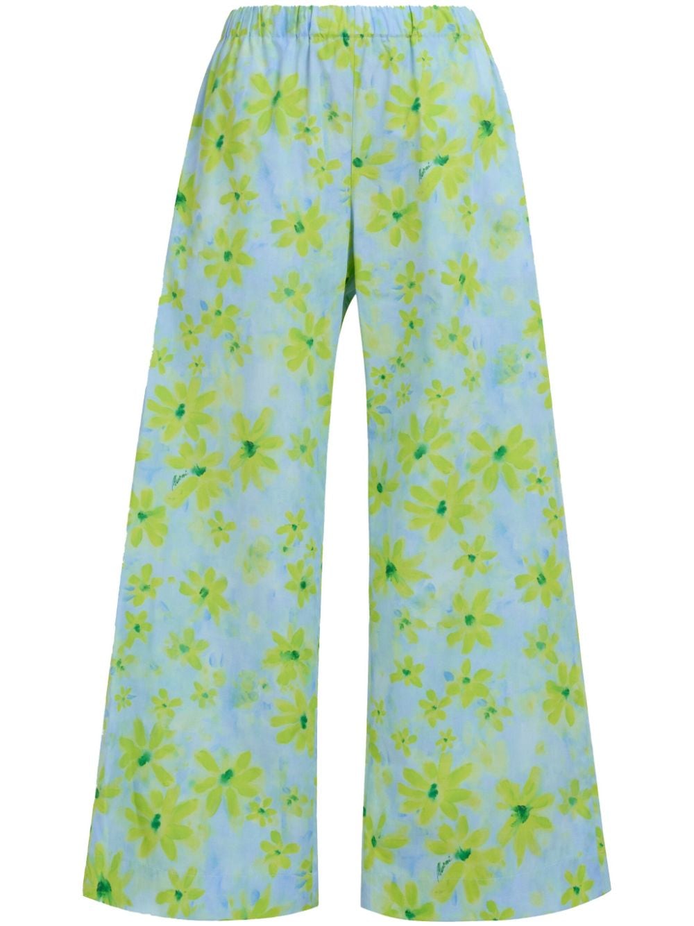 Marni Weite Hose mit Blumen-Print - Blau von Marni