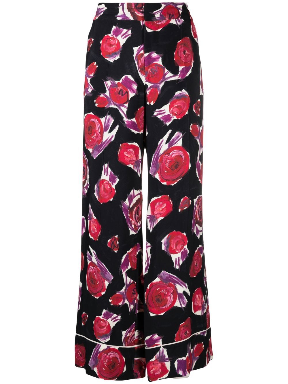 Marni Weite Hose mit Blumen-Print - Schwarz von Marni