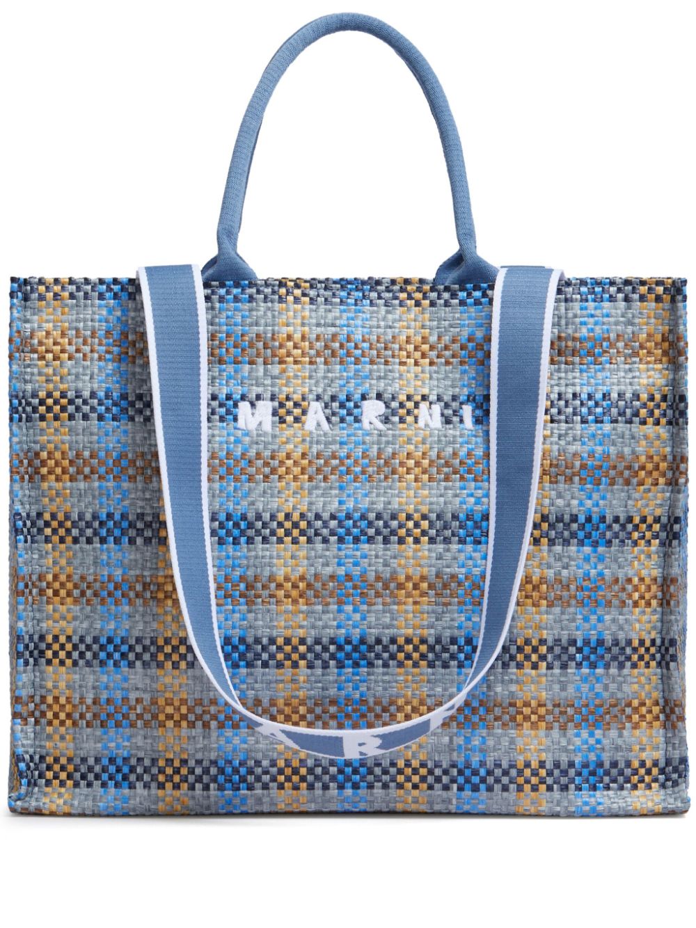 Marni Karierter Shopper mit Logo-Stickerei - Blau von Marni