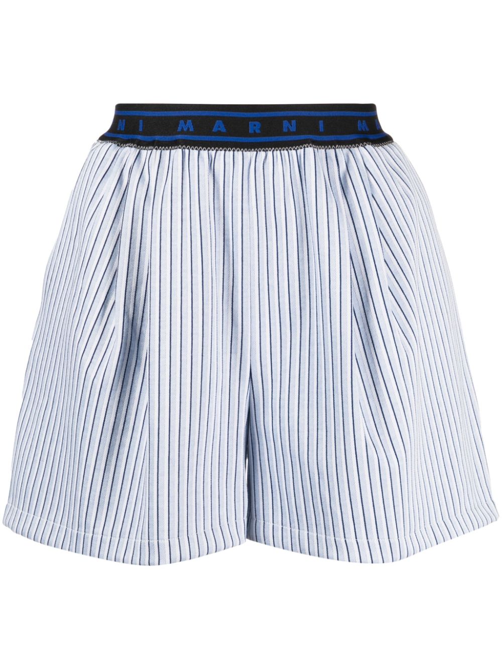 Marni Gestreifte Shorts mit Logo-Bund - Blau von Marni