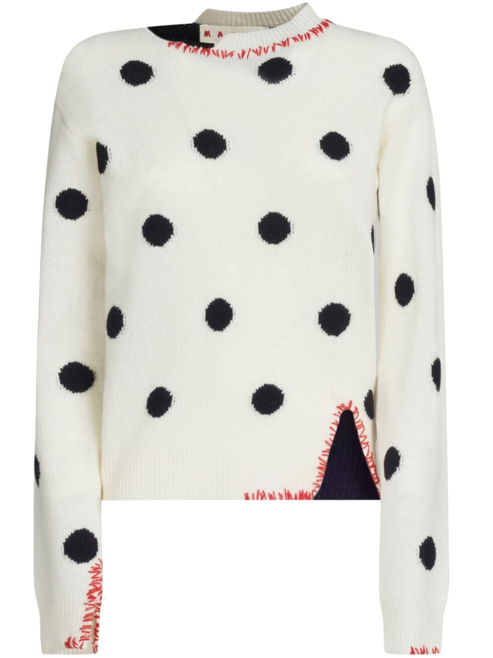 Marni Intarsien-Pullover mit Polka Dots - Weiß von Marni