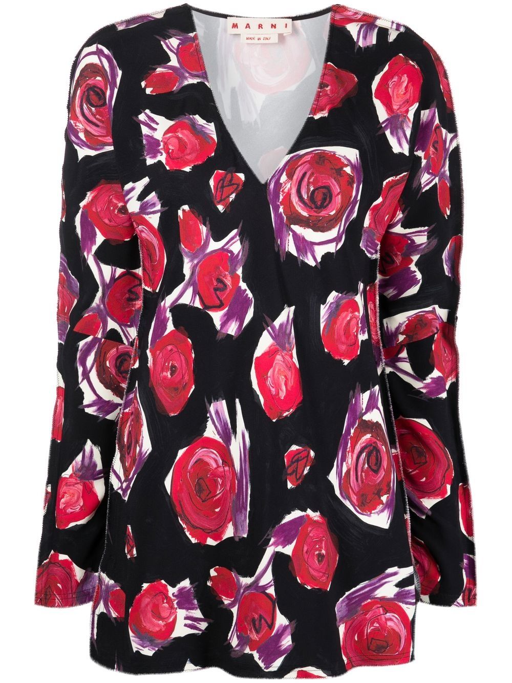 Marni Top mit Rosen-Print - Schwarz von Marni