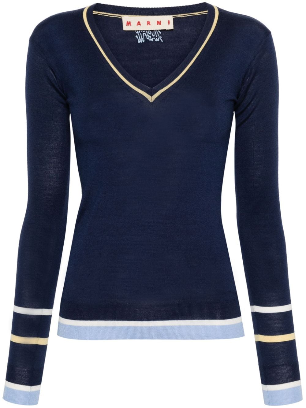 Marni Feinstrick-Pullover mit Streifendetails - Blau von Marni