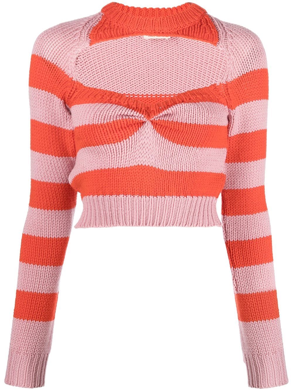 Marni Gestreifter Pullover mit Cut-Out - Rosa von Marni