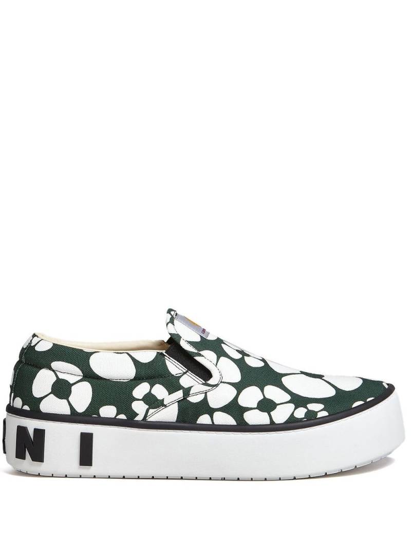Marni x Carhartt Slip-On-Sneakers mit Blumen - Grün von Marni