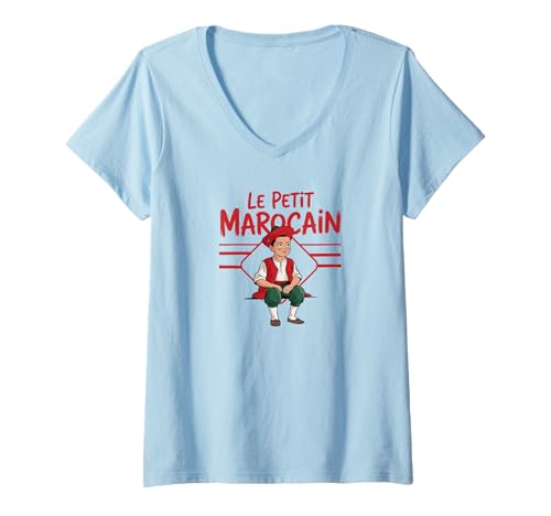 Damen Das kleine Marokkanische Geschenk Marokkanischer Junge Geschenk Mann T-Shirt mit V-Ausschnitt von Marocco Regalo Marocco Fiero di Essere Marocchino