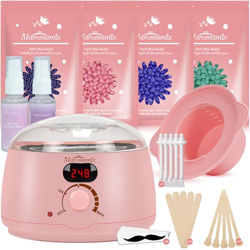 Waxing Kit - Digital Warmer Machine for Hair Removal with 4 Packs of Hard Beads & Silicone Wax Pot for Full Body, Legs, Face, Eyebrows, Bikini, Brazilian at Home Waxing Kit for Women Men Waxing Kit - Digital Warmer Machine for Hair Removal with 4 Packs of Hard Beads & Silicone Wax Pot for Full Body, Legs, Face, Eyebrows, Bikini, Brazilian at Home Waxing Kit for Women Men von Maromamix