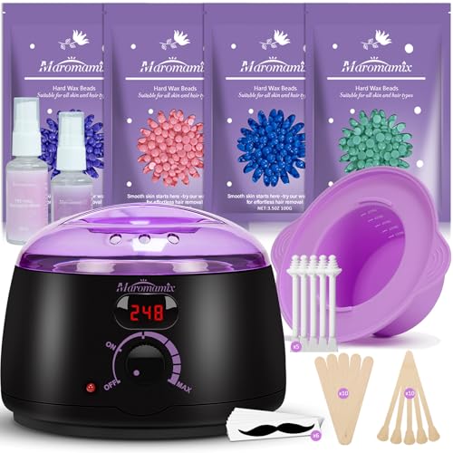 Waxing Kit - Digital Warmer Machine for Hair Removal with 4 Packs of Hard Beads & Silicone Wax Pot for Full Body, Legs, Face, Eyebrows, Bikini, Brazilian at Home Waxing Kit for Women Men Waxing Kit - Digital Warmer Machine for Hair Removal with 4 Packs of Hard Beads & Silicone Wax Pot for Full Body, Legs, Face, Eyebrows, Bikini, Brazilian at Home Waxing Kit for Women Men von Maromamix
