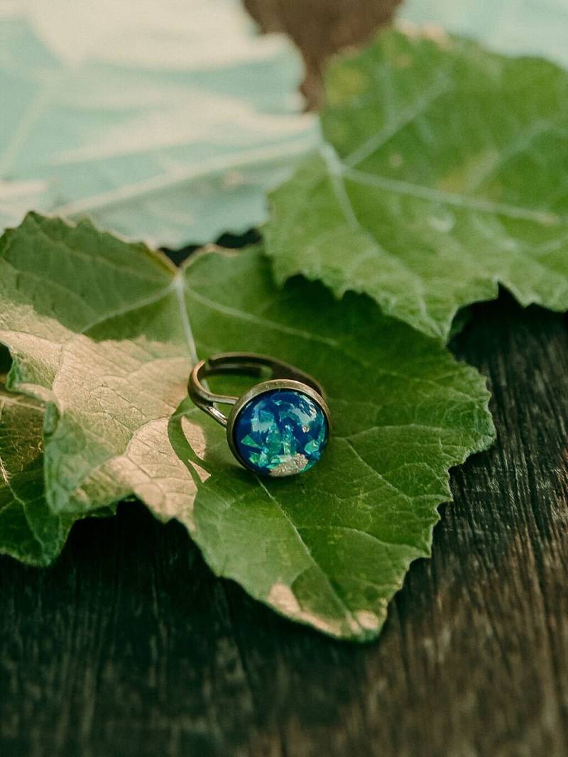Blau Cabochon Ring - Bronze Einstellbare Ring Blau Cabochon Ring - Bronze Einstellbare Ring von MarquezaNL