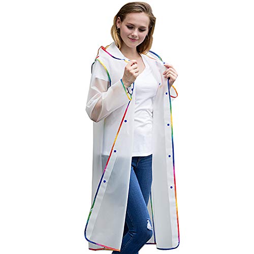 MarquisJacobs Damen Transparent Regenponcho Regenumhang Motorad Regenmantel Regenjacke aus Eva wasserdichte Trenchcoat Parka Regenkleidung Raincoat Regencape Weiß XXL von MarquisJacobs