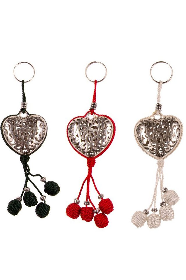 Marrakesch Orient & Mediterran Interior Anhänger Schlüssel Orientalische Auto Handy Anhänger 5 - 3er SET - 14cm (Set, 3-tlg., Enthält 4 handgefertigte Anhänger mit Quaste und Metallanhänger), Handarbeit von Marrakesch Orient & Mediterran Interior