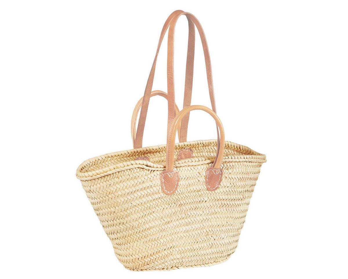 Marrakesch Orient & Mediterran Interior Korbtasche Cesta Natur - Strandtasche Korbtasche 55cm aus Palmblatt & Leder (1-tlg), Handarbeit von Marrakesch Orient & Mediterran Interior
