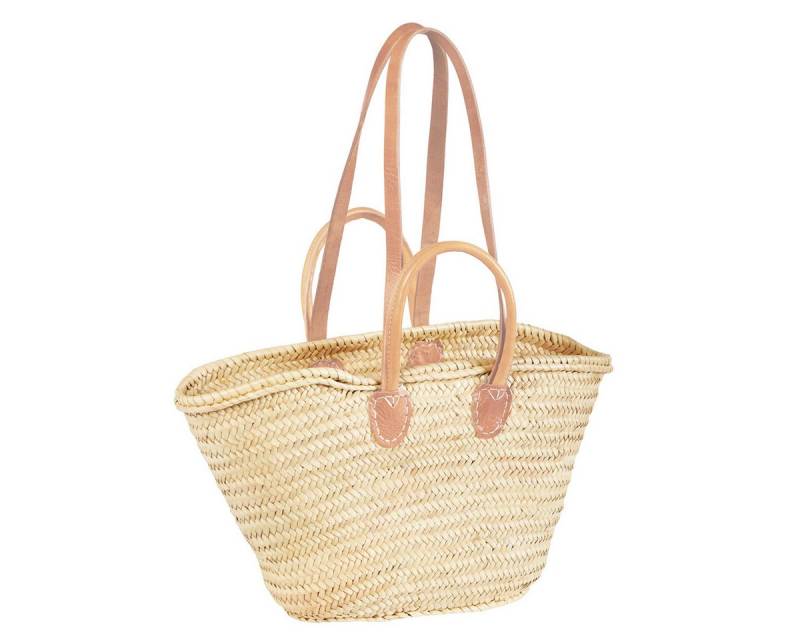 Marrakesch Orient & Mediterran Interior Korbtasche Cesta Natur - Strandtasche Korbtasche 55cm aus Palmblatt & Leder (1-tlg), Handarbeit von Marrakesch Orient & Mediterran Interior