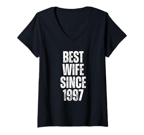 Damen Beste Frau seit 1997 Vintage Hochzeitstag für sie T-Shirt mit V-Ausschnitt Damen Beste Frau seit 1997 Vintage Hochzeitstag für sie T-Shirt mit V-Ausschnitt von Verheiratete Leute Merch
