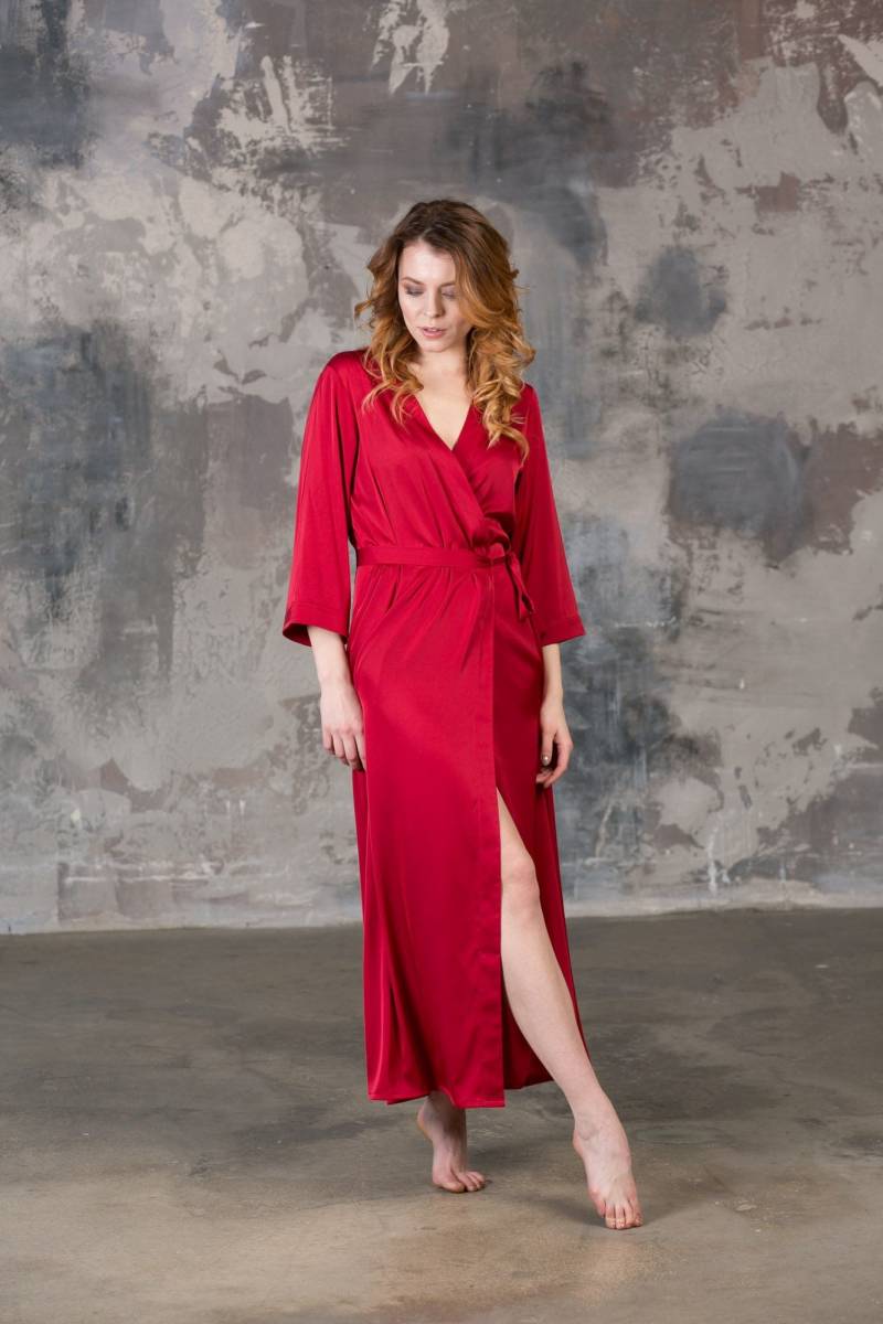 Langes Morgenkleid - Lange Brautkleider Satin Robe Seiden Kimono Hochzeitsmantel von MarriedInTheMorningx