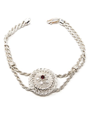 Armband mit sardischen Silberknopf mit Stein von Marrocu Gioielli