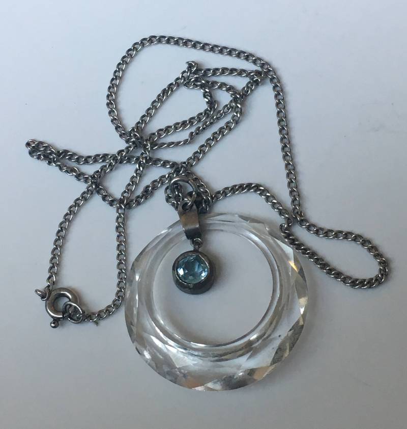 Vintage-Kristall-Anhänger, Silberne Halskette, Topaz Sterling Silber Anhänger 925, Halskette Vintage-Kristall-Anhänger, Silberne Halskette, Topaz Sterling Silber Anhänger 925, Halskette von MarsBliss