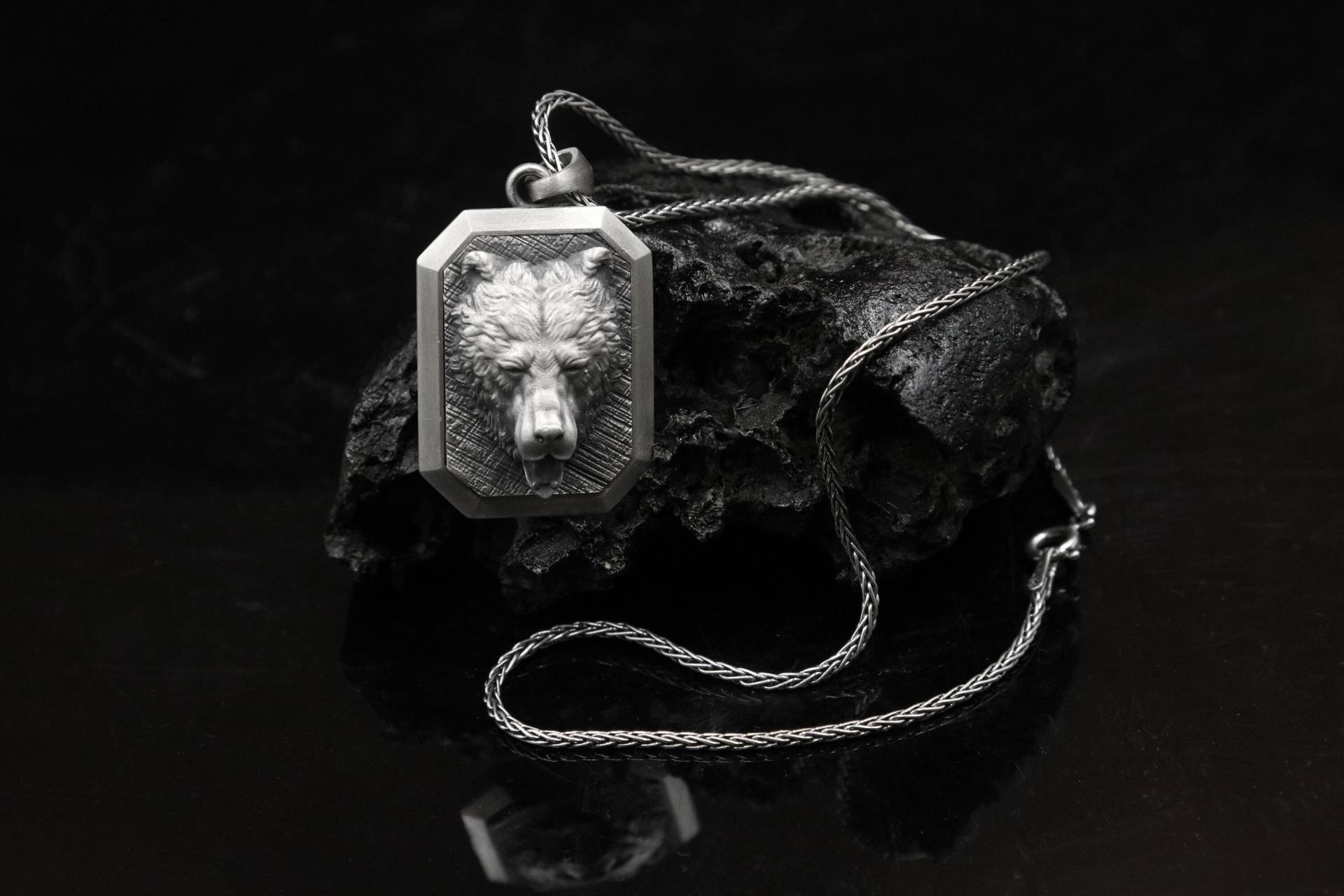 Silber Bär Halskette Tier Anhänger Männer Geburtstagsgeschenk Für Ihn Jahrestag, Abschlussgeschenk 925 Sterling Personalisiert von MarsJewelryGifts