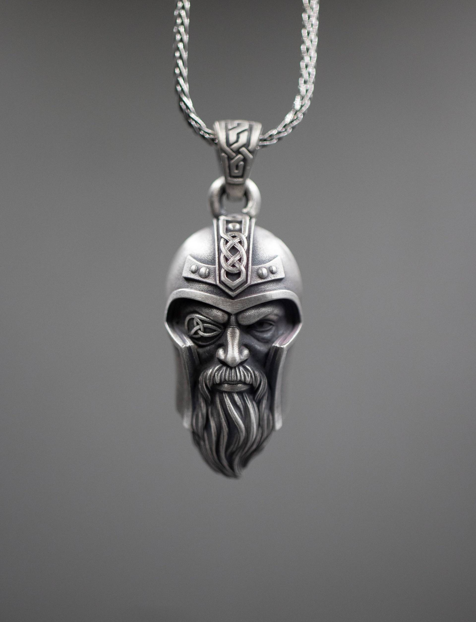 Silber Odin Halskette, Männer Wikinger Anhänger, Gott Amulett, Geschenk Anhänger von MarsJewelryGifts